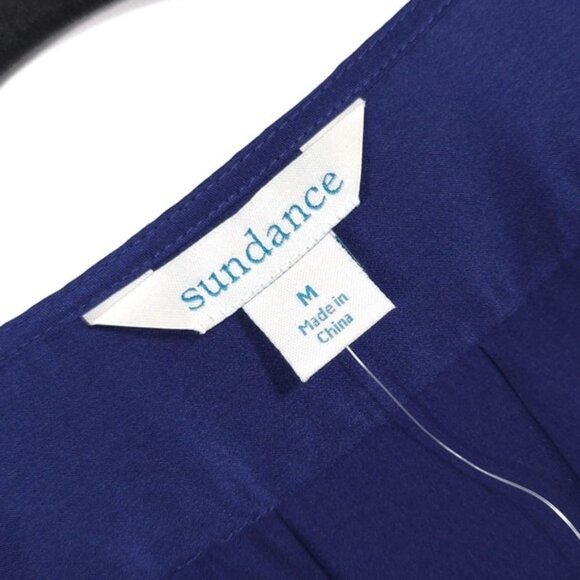 Sundance Blended Paths Blue 100% SILK Velvet Faux Wrap Top Women's MEDIUM Hi Low - Picture 4 of 13